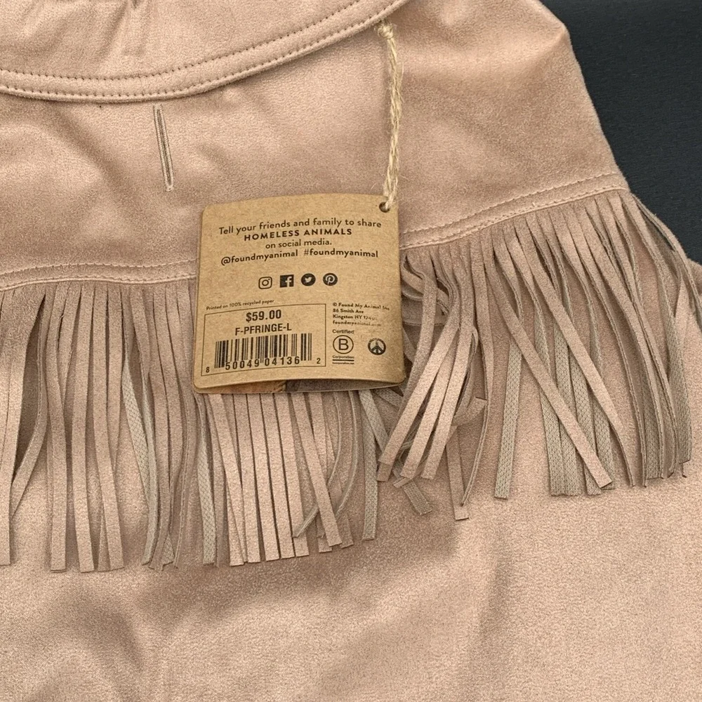 Found My Animal Tan Faux Suede Fringe Dog Jacket Size‎ Large F-PFRINGE-L